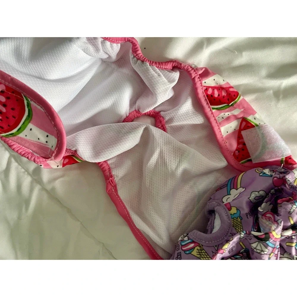 2 Pack‎ Washable Female Dog Diapers Reusable Size Medium PINK/PURPLE